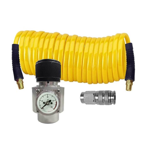 Interstate Pneumatics CO2 regulator, Recoil hose and Coupler Kit WRCO2-K1